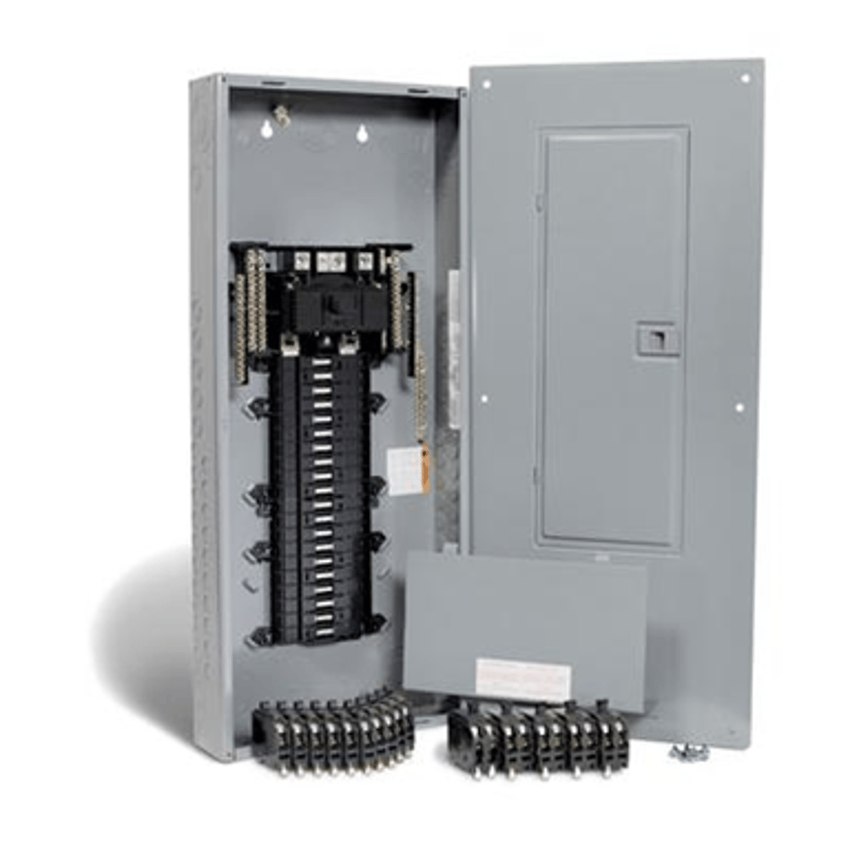 <p>Used to distribute power in a building. Contains a main disconnect and circuit breakers.</p>