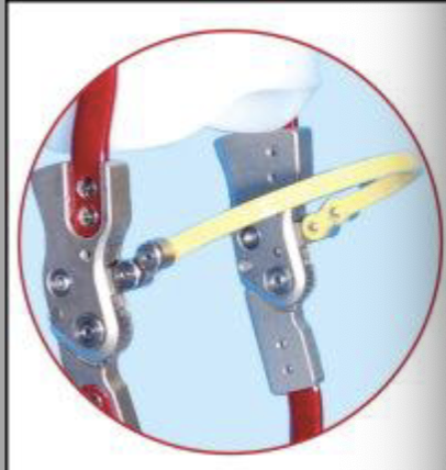 <p>Manually Locking knee joint (bail lock or spring loaded lever lock)</p>