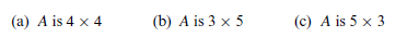 In each part, find the largest possible value for the rank of A and the smallest possible value for the nullity of A.