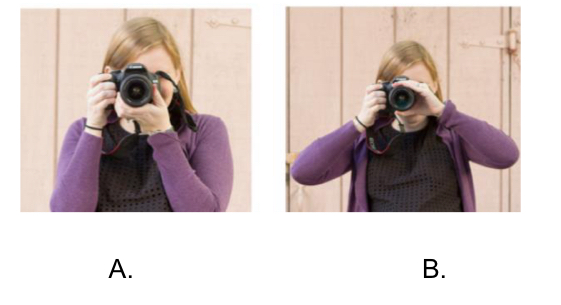 <p>Which is the correct form to hold a camera?</p>