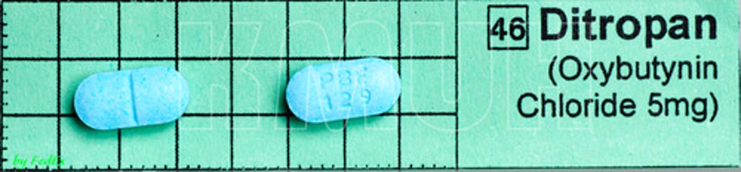 <p>Brand: Ditropan XL, Oxytrol, Gelnique</p><p>Class: Anticholinergic</p>