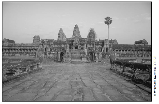 <p>The photograph above of Angkor Wat in Cambodia is an example of</p>