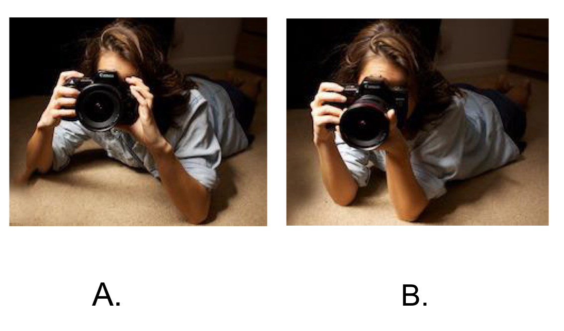 <p>Which is the correct form to hold a camera?</p>