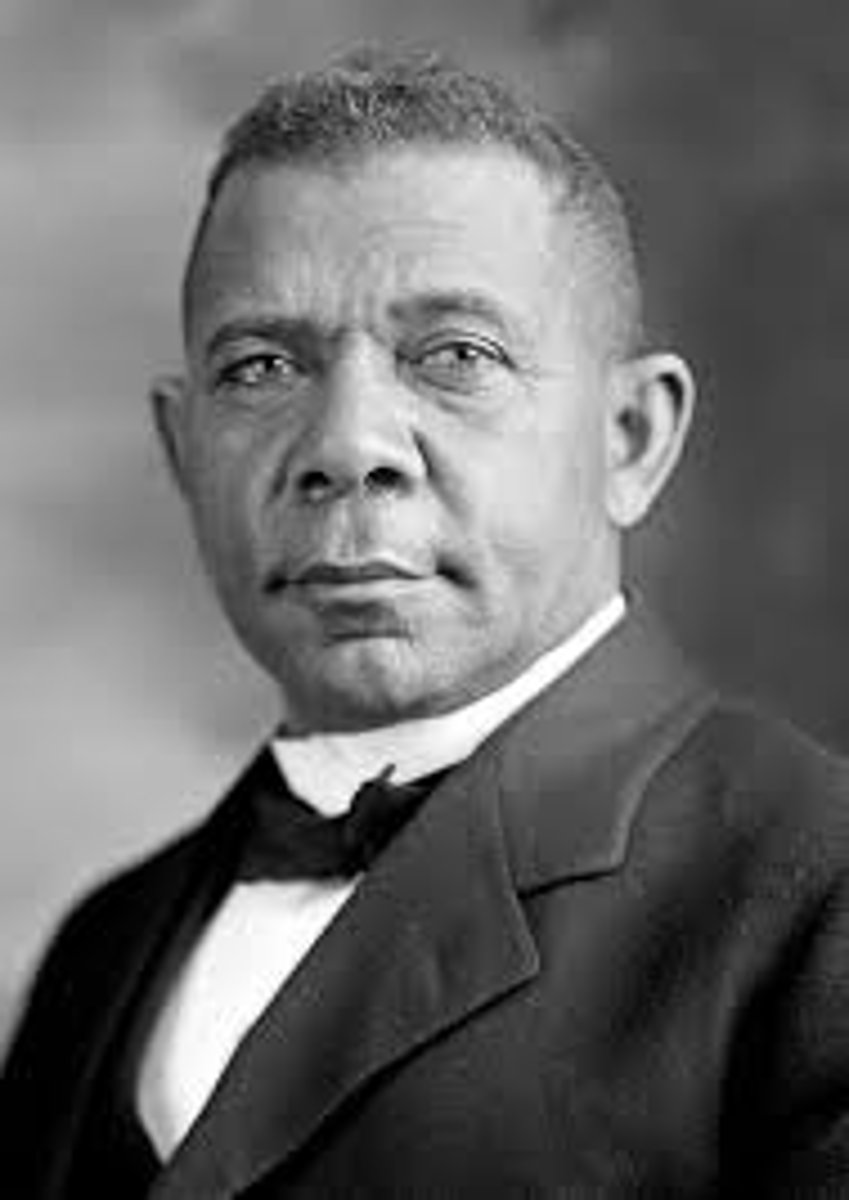 <p>Prominent black American, born into slavery, who believed that racism would end once blacks acquired useful labor skills and proved their economic value to society, was head of the Tuskegee Institute in 1881. Author of book "Up from Slavery."</p>