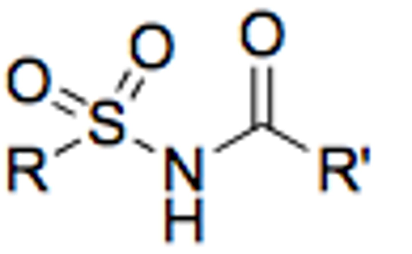 <p>more acidic than sulfonamide with pKa= 5-6</p><p>like sulfonamide but N attached to carbonyl</p>