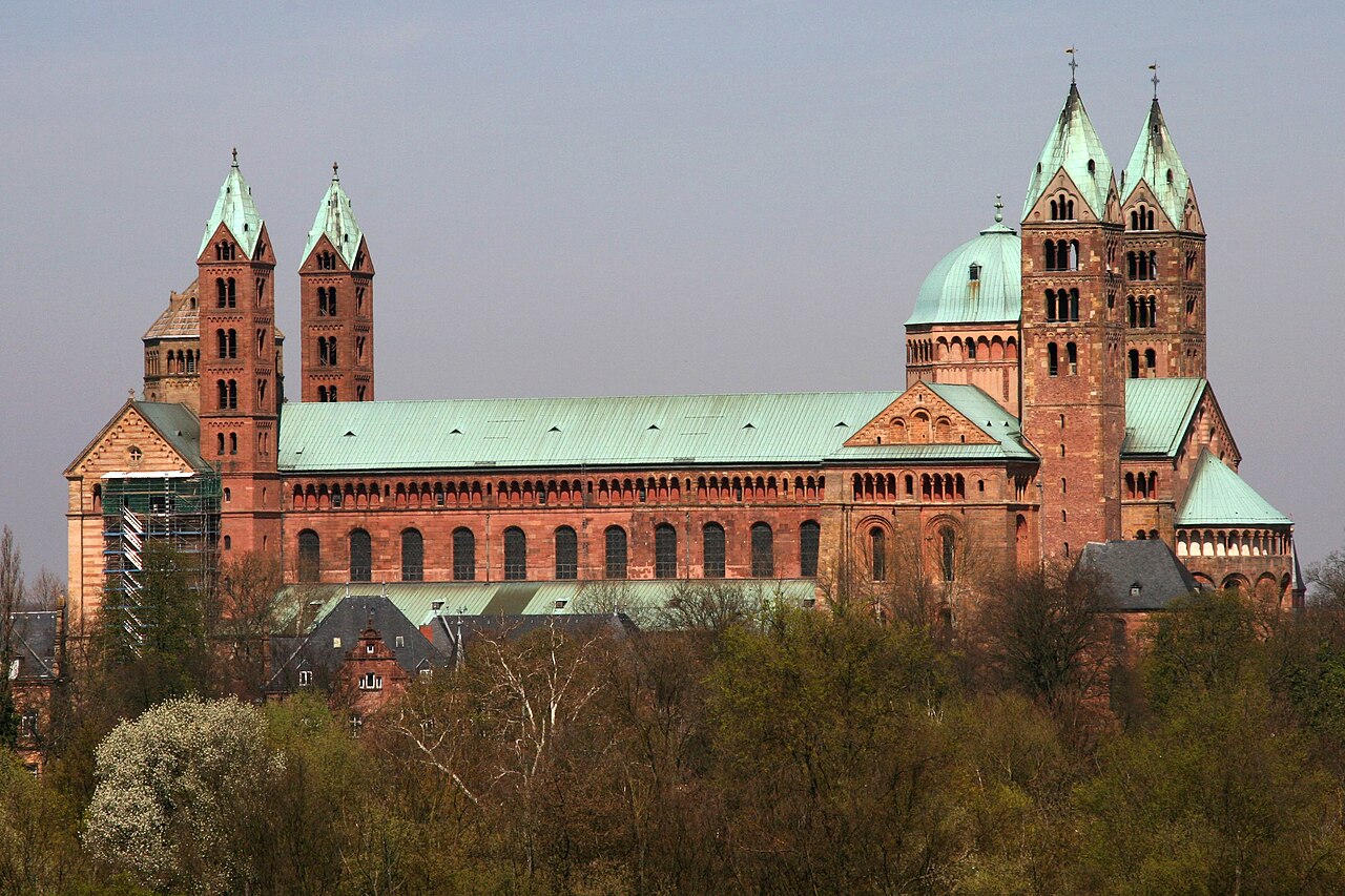 <ul><li><p>Catholic Cathedral </p></li><li><p>Built during the reign of Holy Roman Emperor Conrad II </p></li><li><p>Expanded, having been built to be the tallest cathedral in Europe, during the reign of Holy Roman Emperor Henry IV </p></li></ul><p></p>