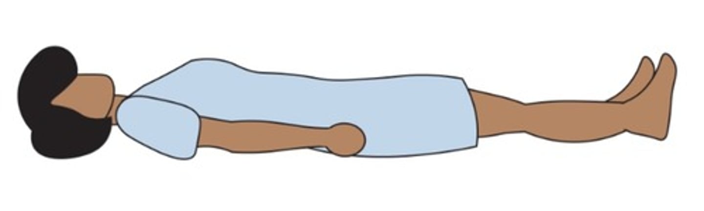 <p>(Position) Used to examine the breasts and abdomen</p>