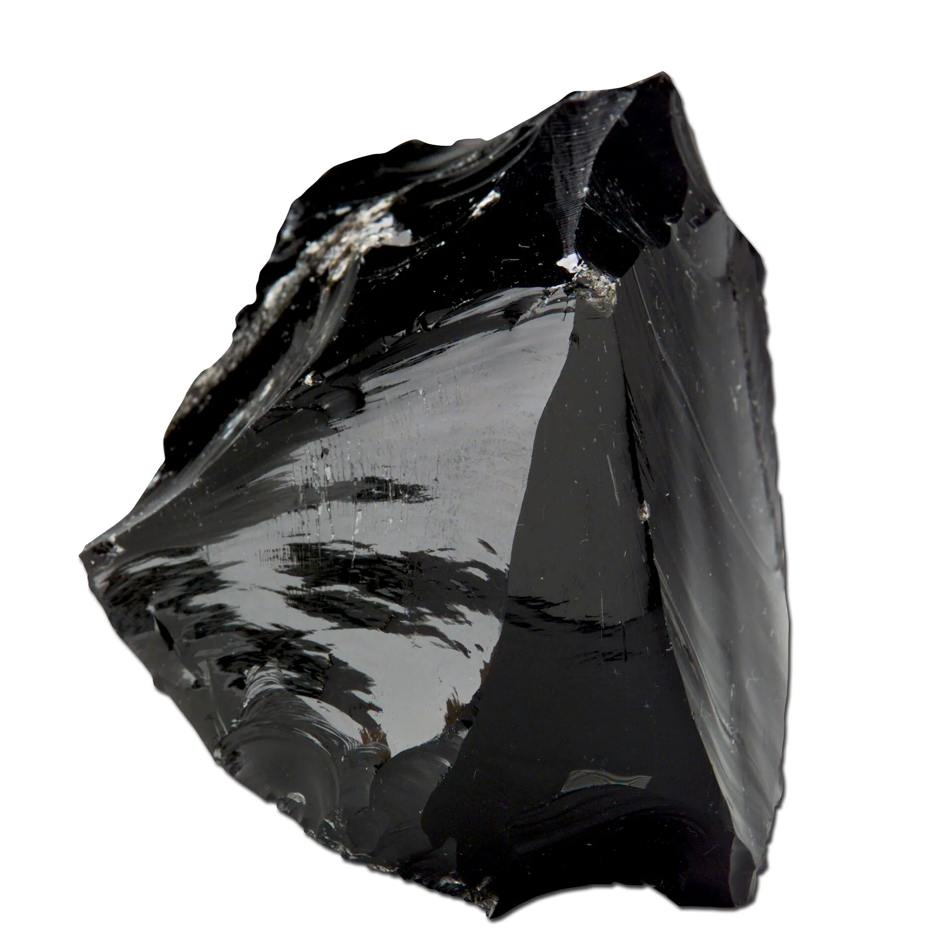 <p>Volcanic glass with a smooth uniform texture that breaks with a conchoidal fracture. BLACK.</p>