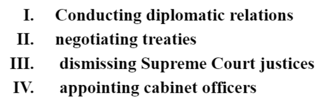 <p>Which of the following are powers of the president?</p>