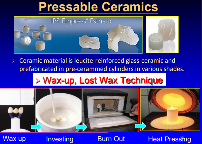<p>ceramic material is leucite-reinforced glass-ceramic and prefabricated in pre-cerammed cylinders in various shades </p>