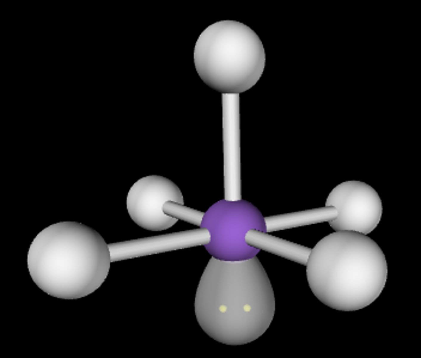 <p>6 electron domains<br>5 bonding domains<br>1 lone pair<br>90 degree angles</p>