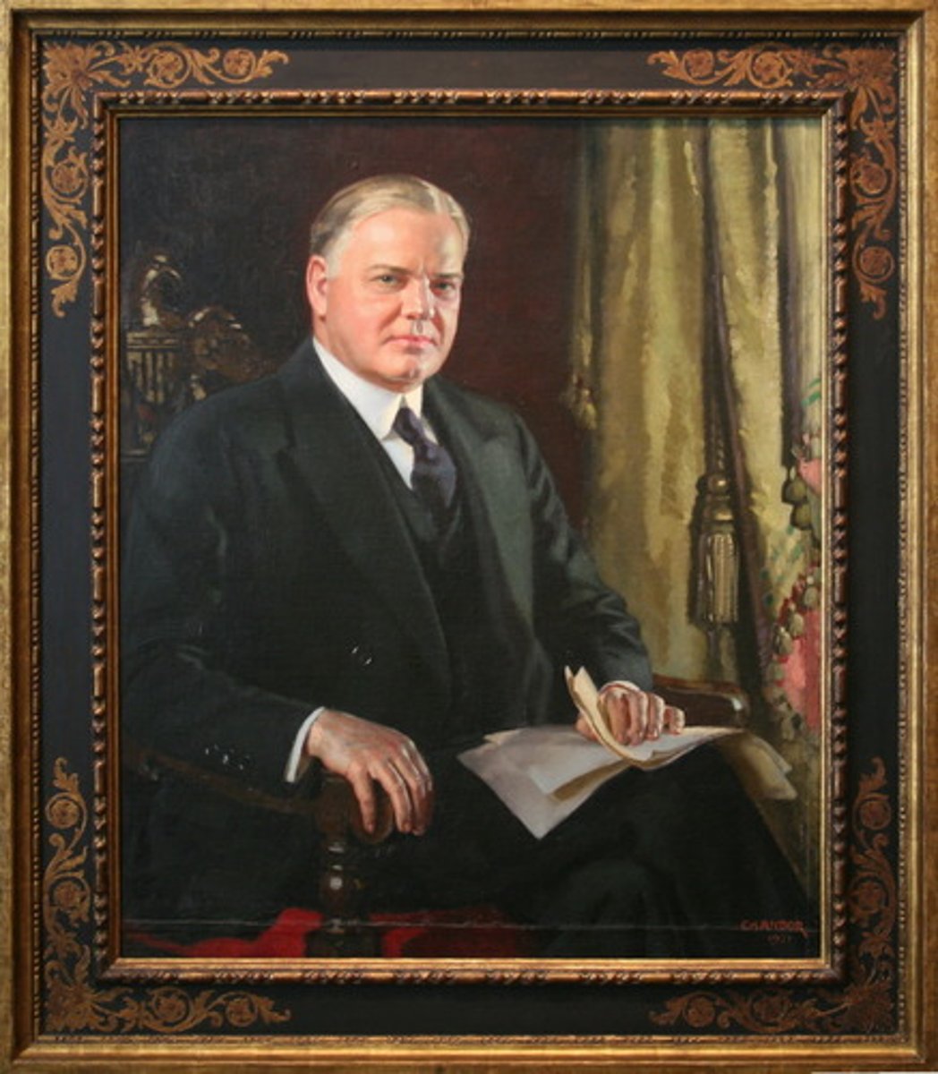 <p>31st president. President during the great depressions who didn't believe the government was responsible for helping the nation.</p>