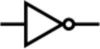 <p>A triangle with a small circle that takes 1 input and one output</p>