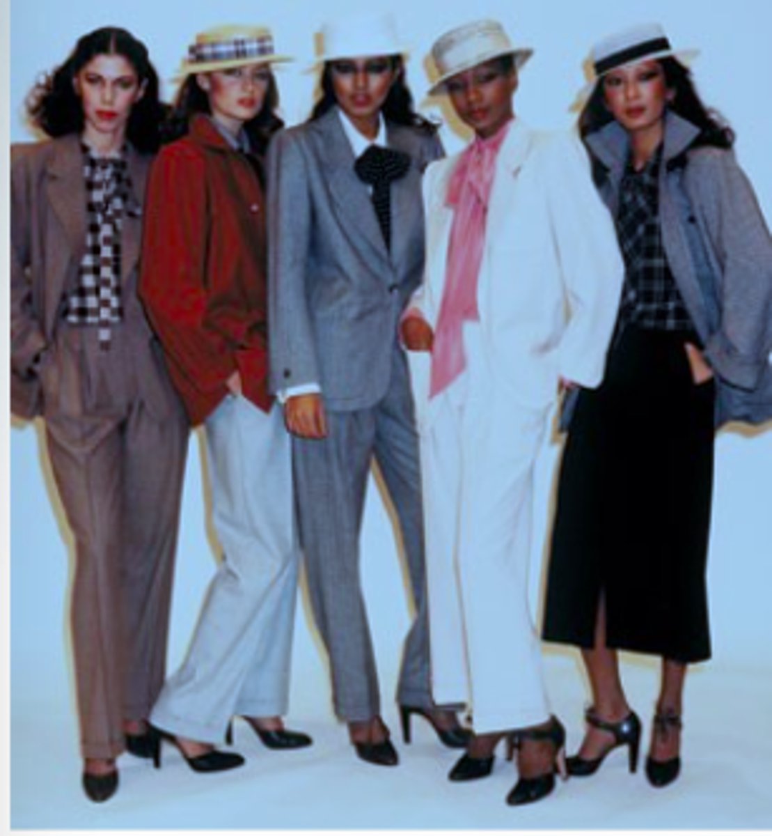 <p>Denim</p><p>Surface embellishments (studs, rhinestones, fringe, embroidery, leather, logos)</p><p>- Acid wash or distressed jeans</p><p>- High-waisted</p><p>- Pleated</p><p>Big hair</p><p>Power suits</p><p>Wall street/relaxed streetwear resistance</p><p>Cigarette Silhouette</p><p>maximalism </p><p>Quiet Opulence (Preppy aesthetic) --> Pastel colors, simpler styles</p><p>Post Modernism --> Fitness, sports bra, bright colors, high cut leotards</p>