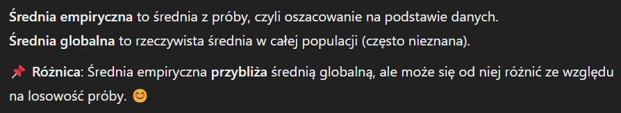 <p>fun fact: w plikach wykładowych nigdy nie pojawia się słowo “empiryczna”</p>