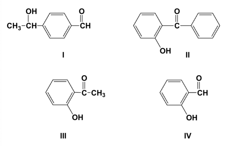 <p>Which is the correct structure for 2-hydroxybenzophenone?</p>