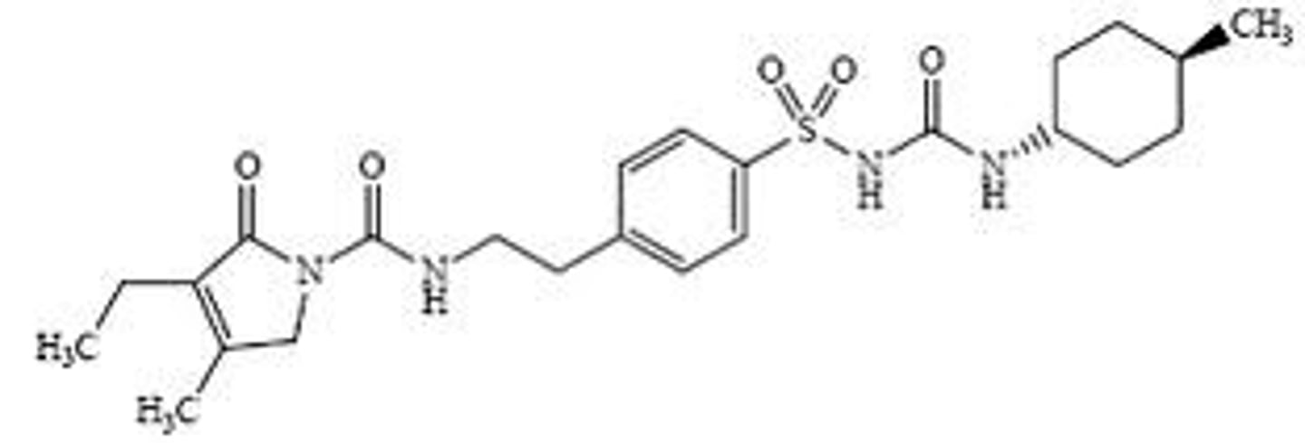 <p><strong>Brand: </strong>Amaryl</p><p><strong>Class: </strong>Sulonylurea</p><p><strong>MOA: </strong>Stimulates insulin release from the pancreatic beta cells; reduces glucose output from the liver; insulin sensitivity is increased at peripheral target sites</p>