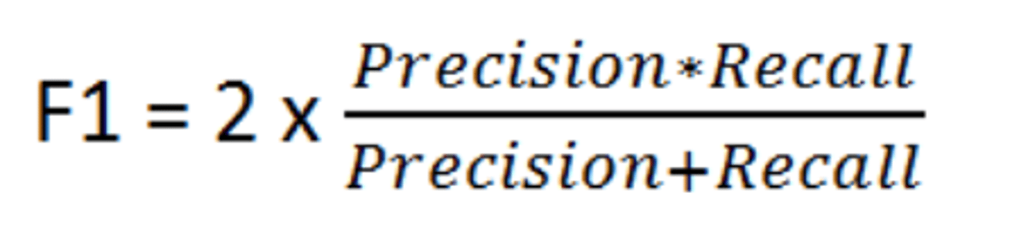 <p>harmonic mean of precision and recall</p>