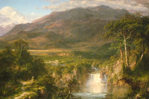 <p>Evoked the wonder of the nation&apos;s landscape. The Hudson River School of painters were the most prominent.</p>