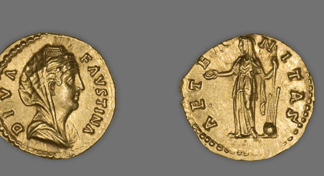 <p>Aureus of Diva Faustian the Elder, issued by Antoninus Pius,</p>