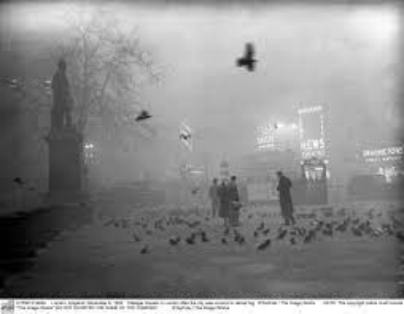 <ul><li><p>Killer fog </p></li><li><p>Primary source: domestic coal burning</p></li><li><p>4,500 excess deaths recorded during week- long period in December</p></li></ul>