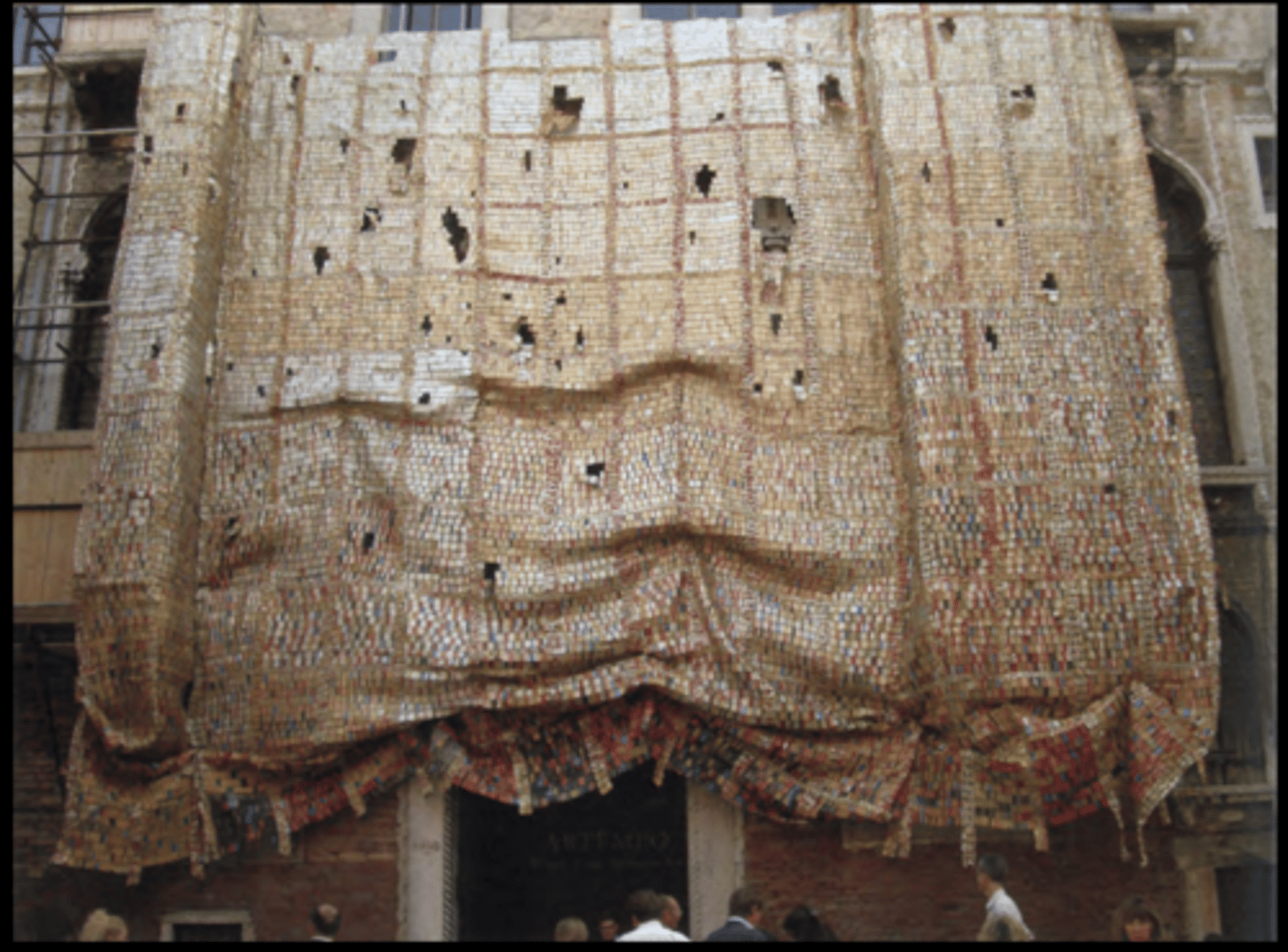 <p>Title: Fresh and Fading Memories</p><p>Time: 2007.</p><p>Known for:</p><ul><li><p>Sculptural tapestries from bottle caps</p></li><li><p>explores themes of <strong>memory, history</strong>, and <strong>cultural change</strong>, using the material of <strong>bottle caps</strong> to reflect on the <strong>impact of globalization</strong> and <strong>colonialism</strong> in African societies.</p></li><li><p class="">The installation suggests the <strong>passing of time</strong> and the <strong>impermanence</strong> of both <strong>personal</strong> and <strong>collective memory</strong> through its <strong>fluid, shifting forms</strong>. </p></li><li><p class="">The work can be interpreted as a metaphor for the <strong>evolving nature of history</strong>—how memories may be <strong>distorted</strong> or <strong>faded</strong> over time.</p></li></ul><p></p>