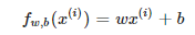 <p>Equation for a line, with an intercept b and a slope w.</p>