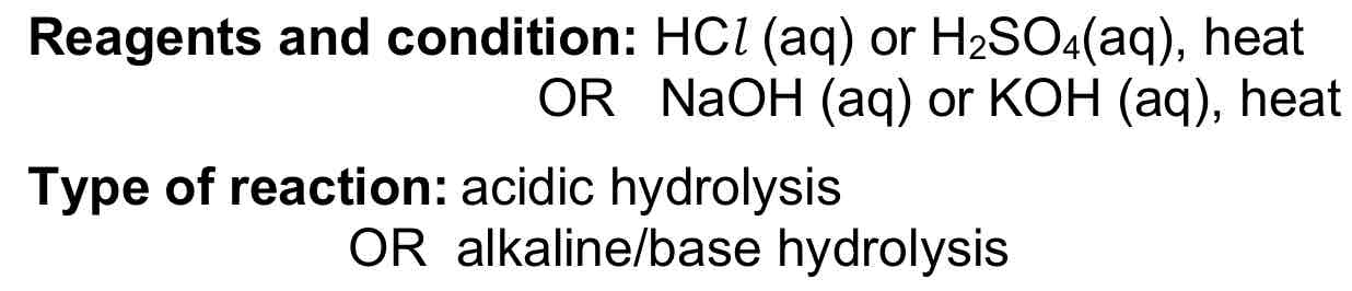 <p>Acidic / Alkaline Hydrolysis</p>