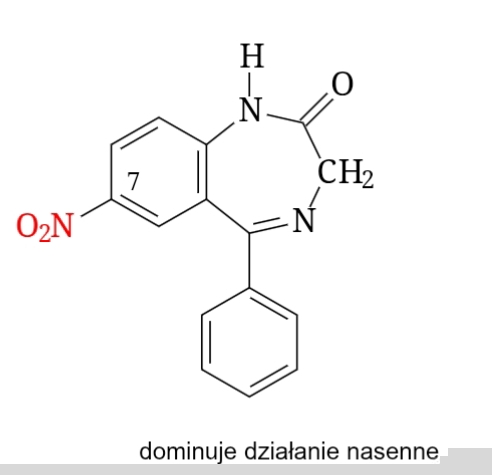 <p>benzodiazepiny o działaniu nasennym (długo)</p><p class="has-focus">wiąże się z receptorem benzodiazepinowym będącym częścią receptora GABA-A, nasila działanie GABA (głównego neuroprzekaźnika hamującego w OUN) zwiększenie częstości otwierania kanałów chlorkowych (Cl⁻)</p><p class="has-focus">hiperpolaryzacja neuronu</p><p class="has-focus">zmniejszenie pobudliwości neuronów</p><p class="has-focus">nasenne, uspokajające</p>