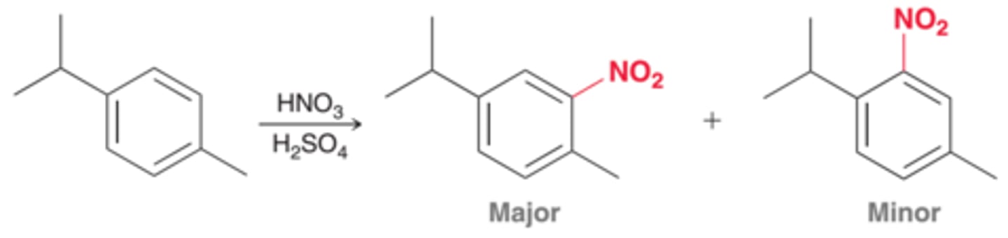 <p>The site that is less sterically hindered</p>