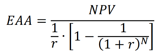 <p>is a method used to compare the value of different investments or projects by converting their net present values into a uniform annual cash flow over a specified period. This allows for easier comparison of the financial viability of various options. </p>