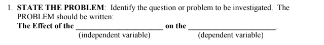 <p>The Effect of the_____IV_____on the_____DV_____</p>