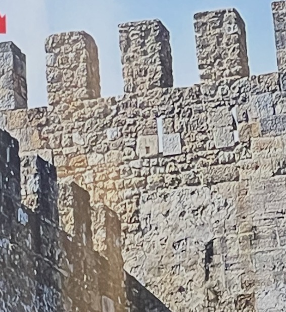 <p>are the upstanding parts of an embattled parapet between two crenels.</p>