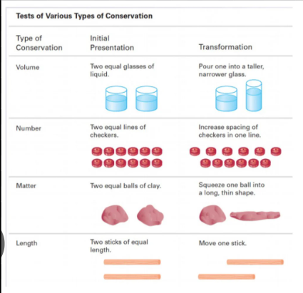 <ul><li><p>2-7 years old</p></li><li><p>symbolic thinking</p></li><li><p>use of proper syntax and grammar to express concepts</p></li><li><p>imagination and intuition are strong</p></li><li><p>complex, abstract thoughts are still difficult</p></li><li><p>conservation is developed</p></li></ul><p></p>