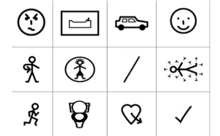 <ul><li><p><span>In appearance, they are black line drawings easy to interpret, as they look like what they represent and can be easily drawn on white boards with markers during free-flowing spontaneous communication.</span></p></li></ul><p></p>