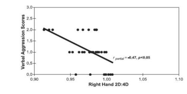 <ul><li><p>Examined reactive aggression in women </p></li><li><p>Participants were asked to raise money for a fictitious charity by making calls </p></li><li><p>Calls went to kind but non-donating or hostile confederates </p></li><li><p>Hostility assessed by how hard phone was put down &amp; by tone of follow-up letter </p></li><li><p>Women with lower 2D:4D were more hostile</p></li></ul><p></p>