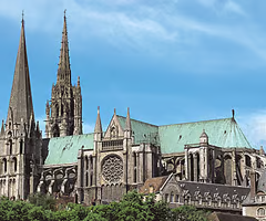 <p>Chartres, France, 1145/1194-1225. Flying buttresses.</p>