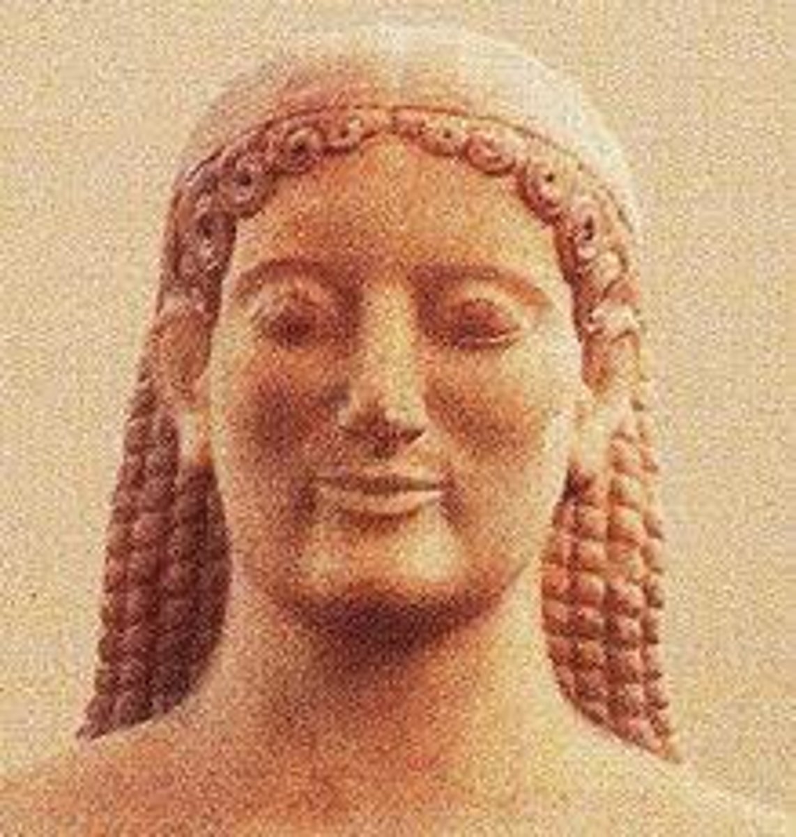 <p>representation of the human mouth with slightly upturned corners, characteristic of early Greek sculpture produced before the fifth century BC</p>