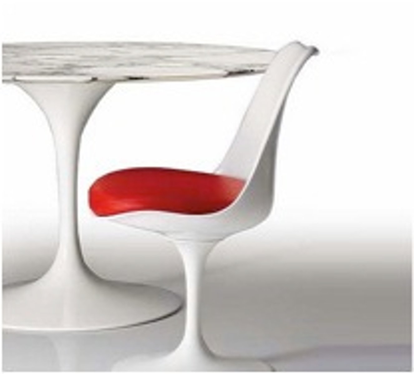 <p>Knoll and associates- Florence Knoll</p><p>Knoll funded 2 years of testing</p><p>Saarinen wanted to design a single shell that was weight bearing</p><p>Pedestal form “a chair that was all one thing… a structural total cast in one piece of one material”</p><p>Aluminum pedestal</p><p>Fiberglass seat</p><p>Enamel paint over both the fiberglass and aluminum</p><p>“The undercarriage of chairs and tables makes for an ugly, confusing, unrestful world. I wanted to clear up the slum of legs.I wanted to make the chair all one thing. I wanted to clear up the subscape- the floor level view.”</p>