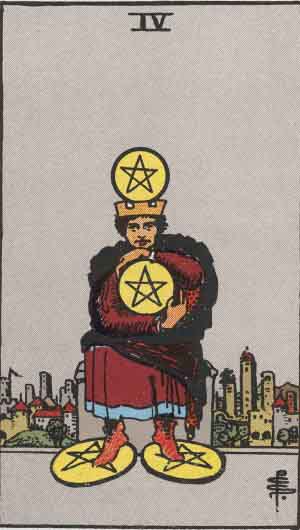 <p>4 of pentacles</p>