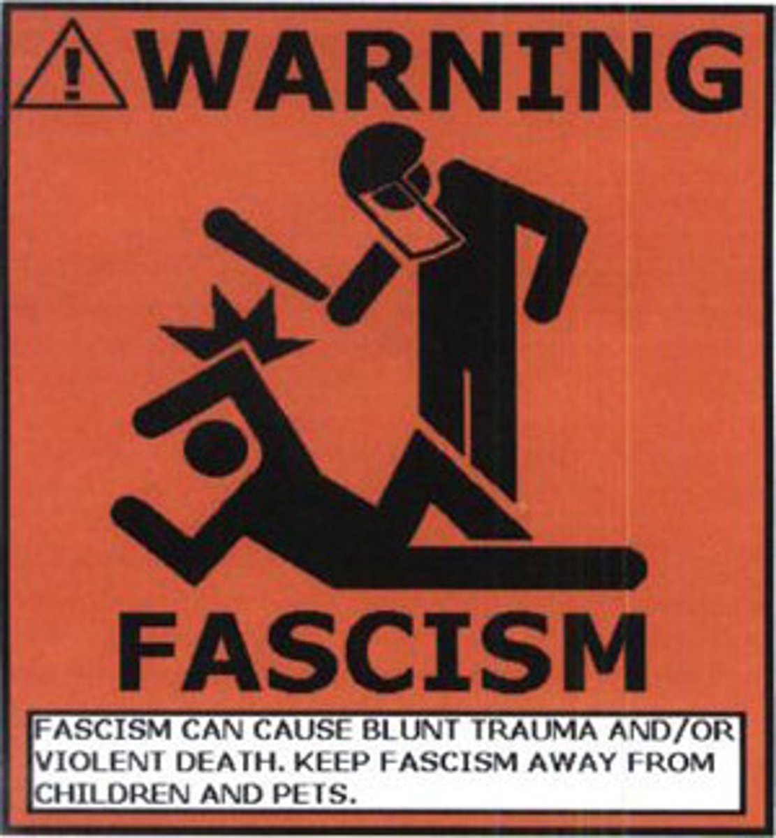 <p>a political system headed by a dictator that calls for extreme nationalism and racism and no tolerance of opposition</p>