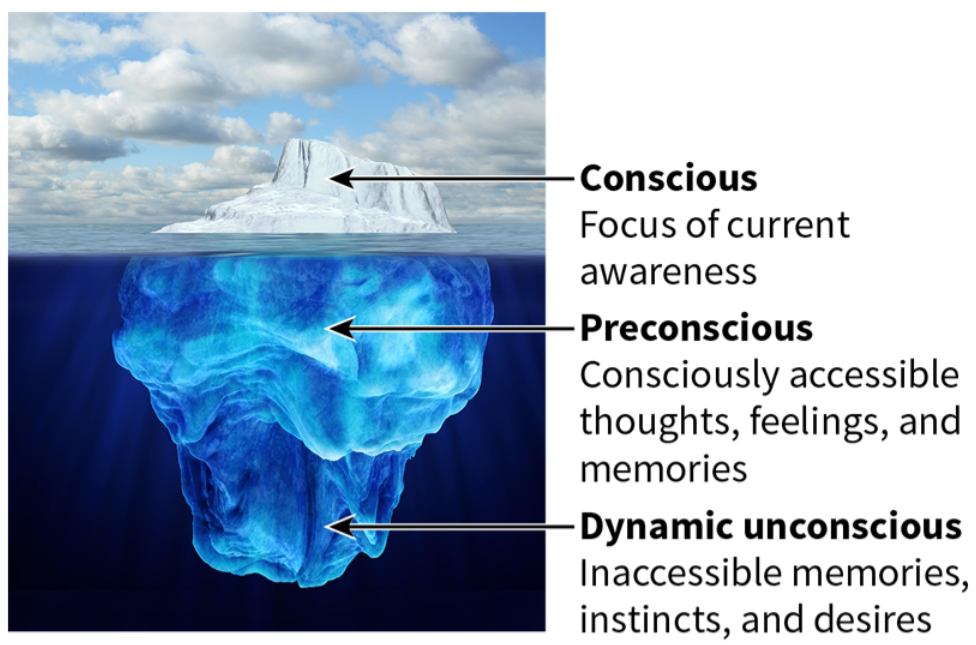 <p><span style="font-size: calc(var(--scale-factor)*11.00px)">Sigmund Freud’s model of human consciousness as compared to an iceberg. </span></p>