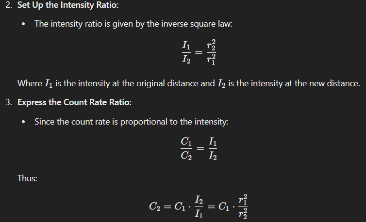 <p>Yes, since I = K/x², and the K is a constant. </p><p>Meaning, rearrange for:</p><p>I1/I2 = (R2/R1)² (DONT FORGET SQUARED!)</p>