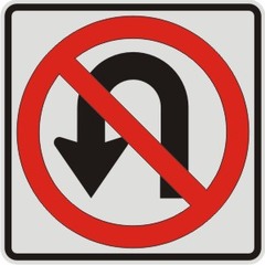 This regulatory sign cautions the driver to not make: