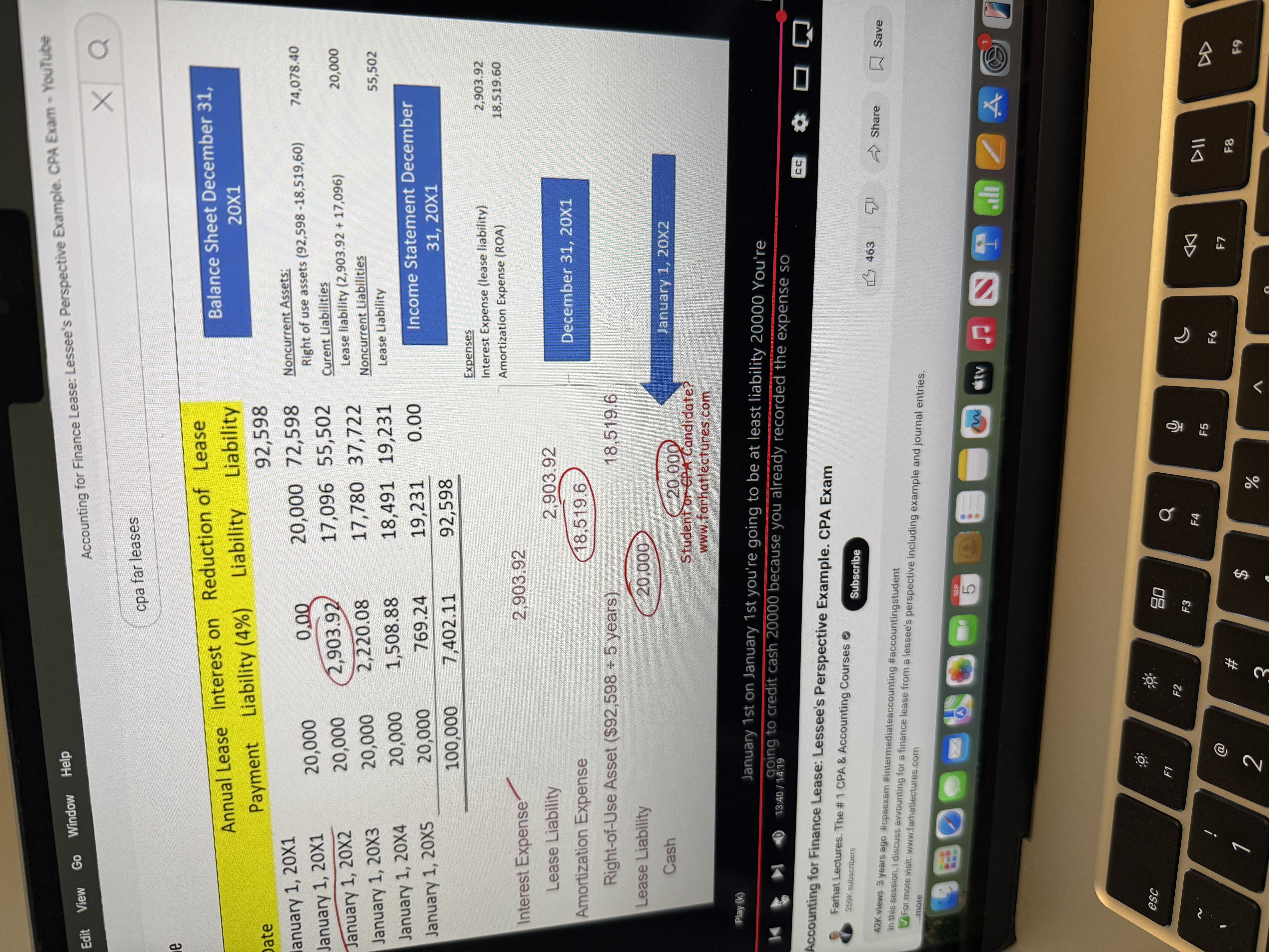 <ol><li><p>See picture below.</p></li><li><p>Note: <strong><mark data-color="yellow" style="background-color: yellow; color: inherit;">Amortization Expense</mark></strong> is the <strong>Present Value or ROU Assets</strong>/ periods. ( ex: present value = $25,771, periods = 3 Years, Amortization Expense = $8,590.6)</p></li></ol><p></p>