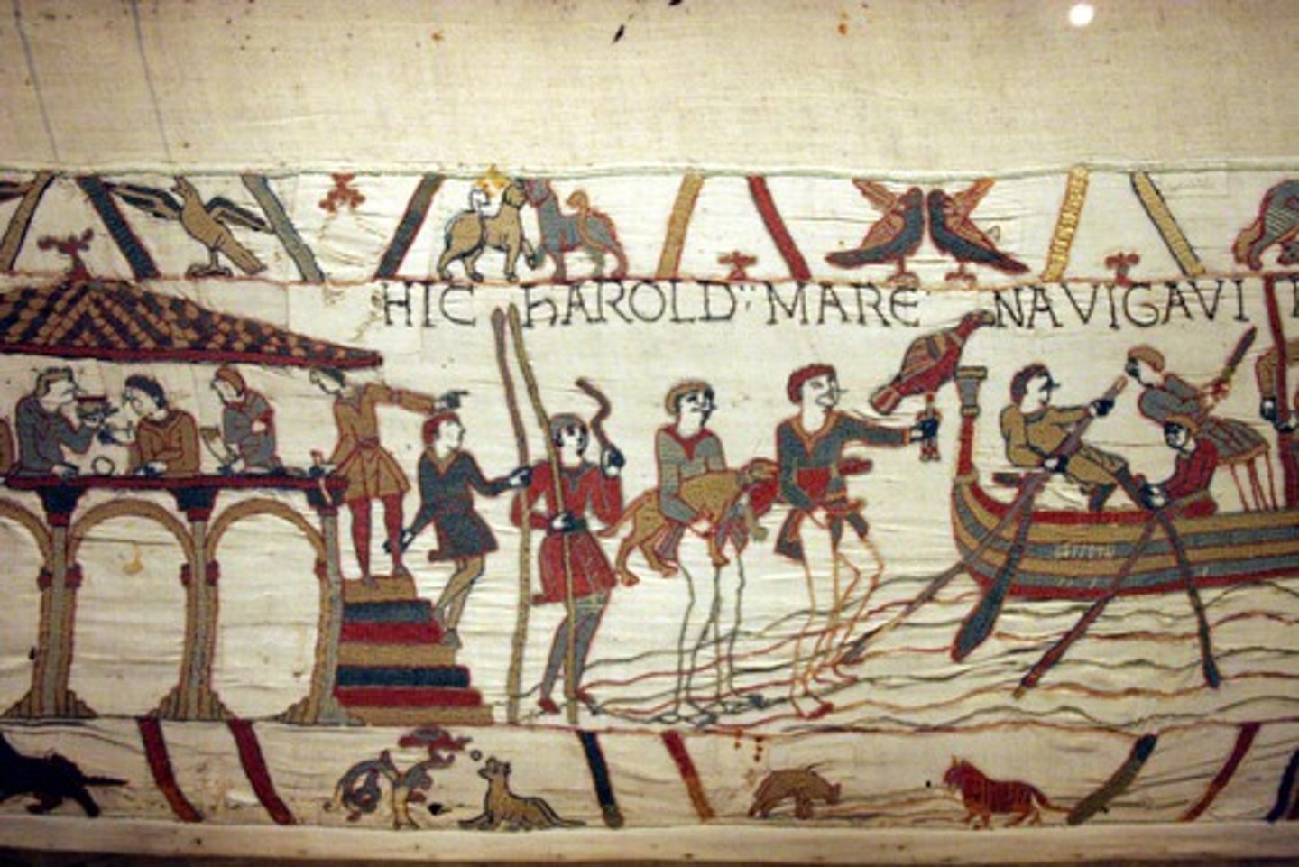 <p>From Bayeux Cathedral, in Bayeux France; ca. 1070-1080; embroidered wool on linen; 229ft</p><p>Not actually a tapestry but it is a woven, embroidered product (name is misleading)</p><p>This is needle-point work</p><p>This piece commemorates a struggle for the throne of England between William, the Duke of Normandy, and Harold, the Earle of Wessex</p><p>William invaded and successfully conquered England, becoming the first Norman King of England (also known as William the Conqueror)</p><p>This tapestry depicts 75 scenes with latin inscriptions leading up to the Norman conquest culminating in the Battle of Hasting in 1066</p>