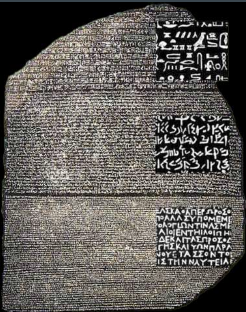 What kinds of writing does The Rosetta Stone have?