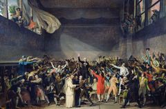 Oath taken by representatives of the Third Estate in June 1789, in which they pledged to form a National Assembly and write a constitution limiting the powers of the king.