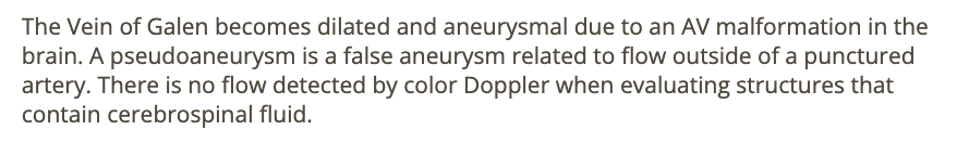 <p>d) vein of galen aneurysm</p>