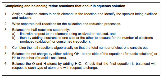 steps for completing and balancing redox reactions